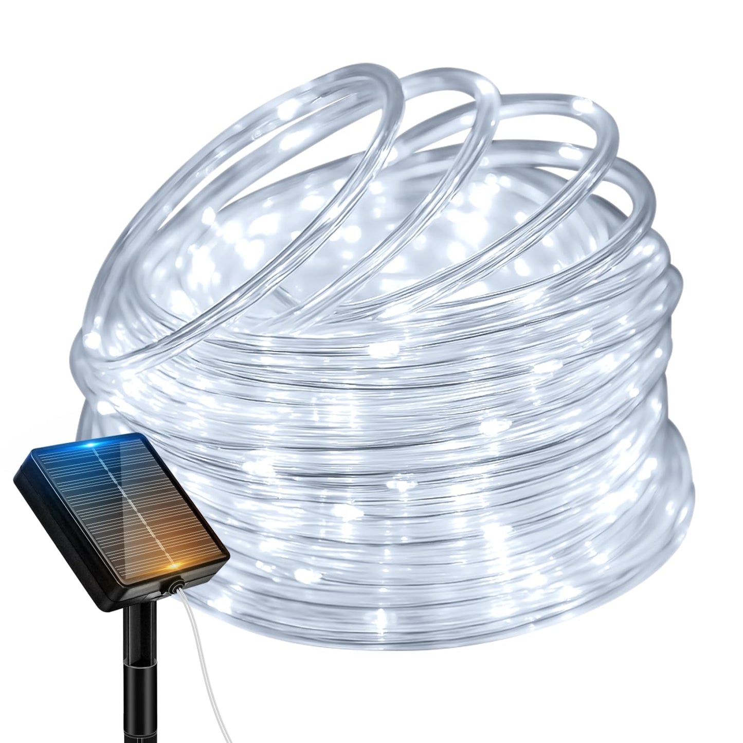 Btfarm Solar Rope Lights Outdoor  120Led 46Ft Solar String Lights Outside Waterproof  8 Lighting Modes Tree Tube Fairy Light Solar Powered For Garden Christmas Yard Party Decorations  Cool White