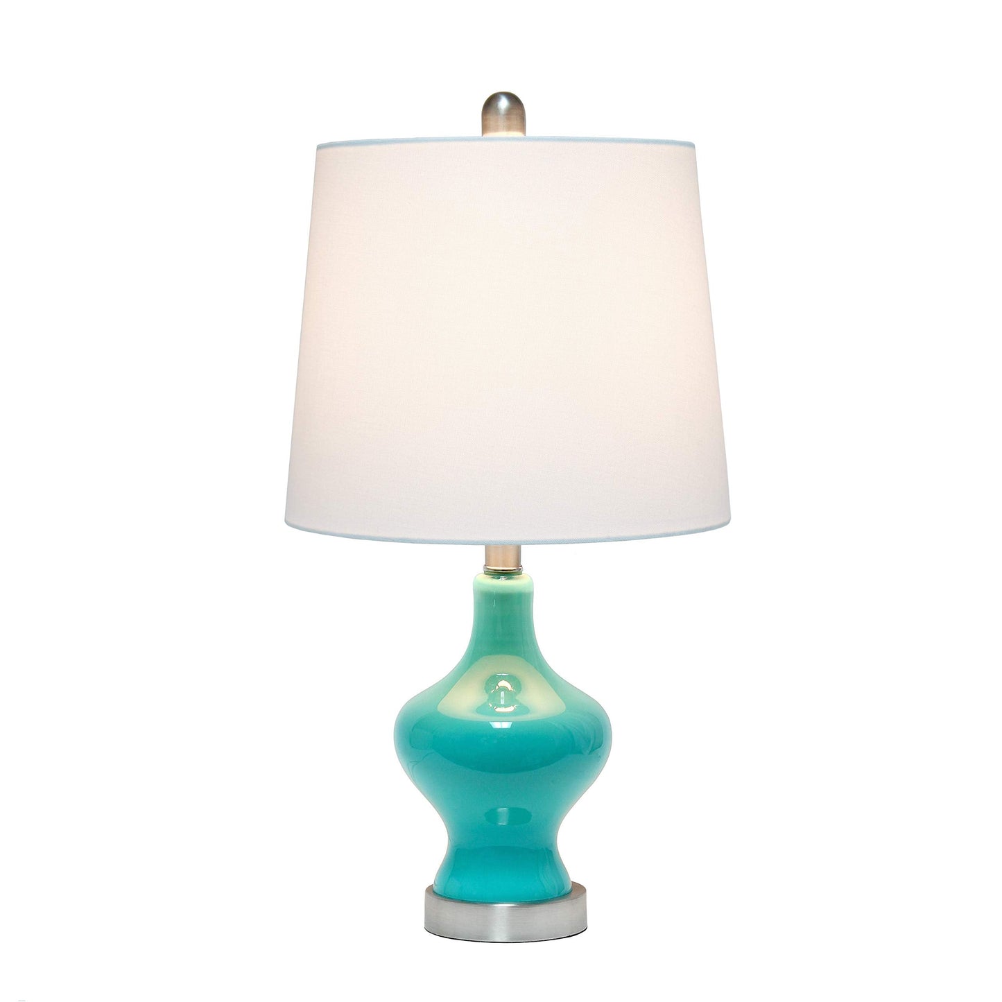 Elegant Designs LT3317-TEL Glass Table Lamp, Gourd Shape, Teal