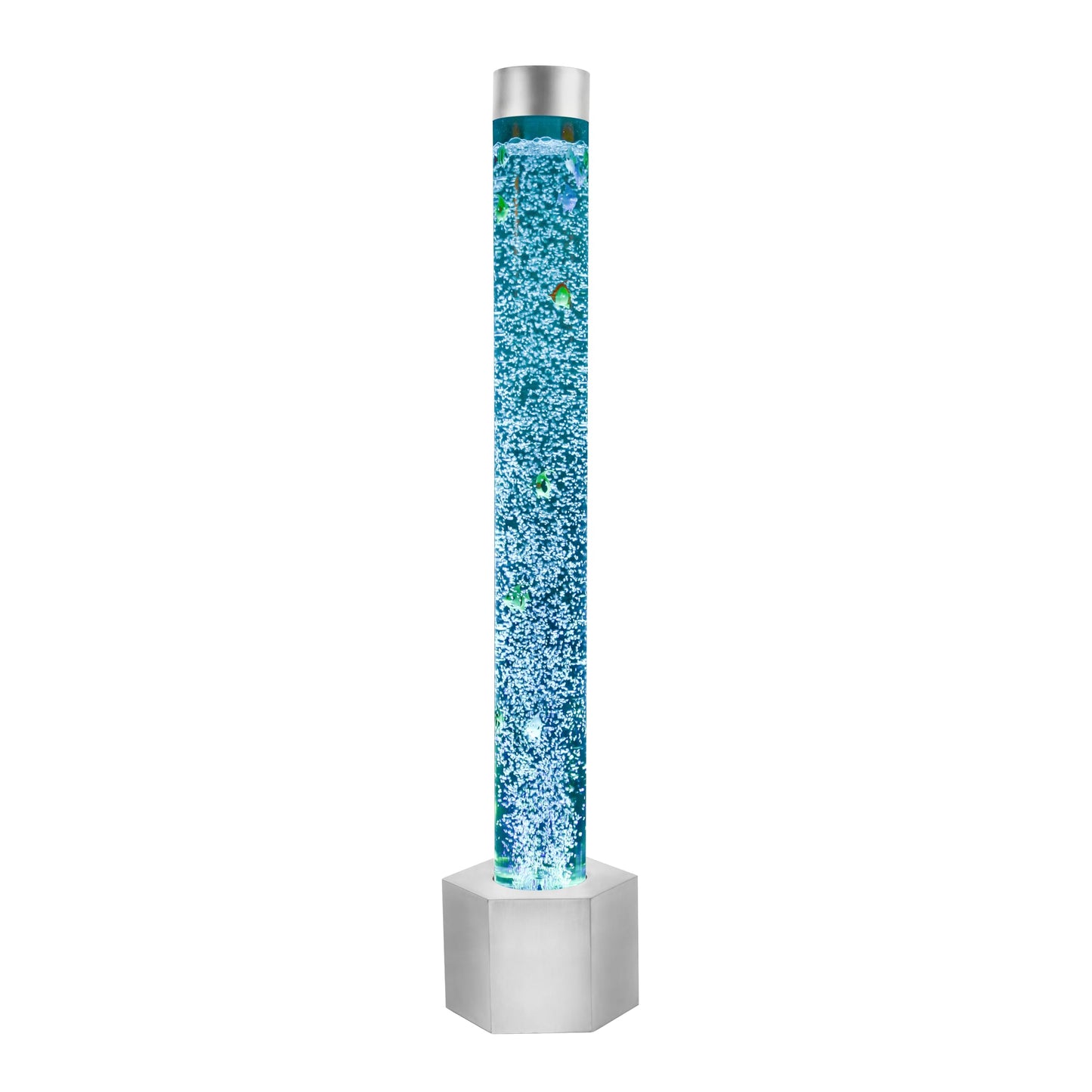 Special Supplies Aquarium Sensory Fish Bubble Light Tube With 16 Led Color Changing Nightlight Effect  Remote Control-Includes 12 Fish  Floor Standing Lamp For Kids And mature-themeds (5 Ft) (Hexagon)