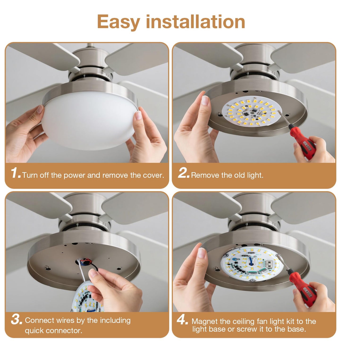 Ledytech 3.93 Led Retrofit Light Kit, Dimmable 18W, Adjustable 3000K-6000K, White, Model Ledytech4In18W
