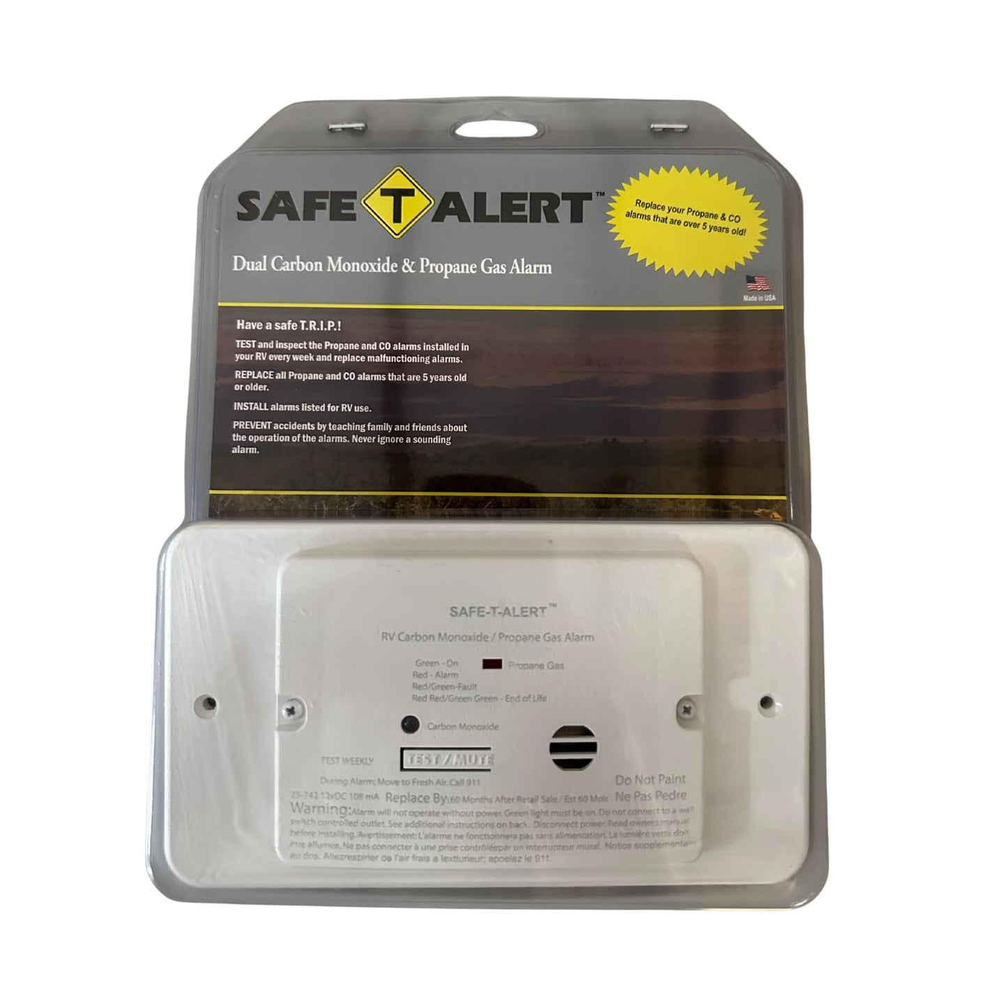 Safe T Alert - Dual LP/CO Alarm - Flush Mount w/Trim Ring White - 25-742-WT-TR
