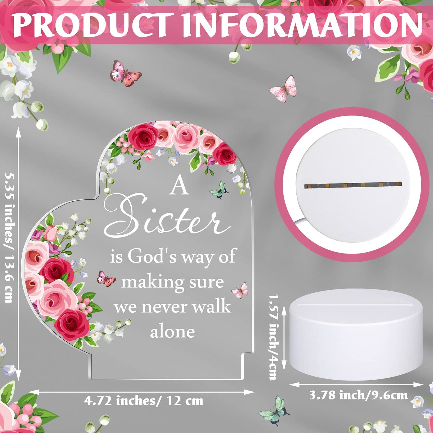 Jetec LED Night Light for Women Friends - Inspirational Christian Gift, Acrylic Table Decor (Model: JT-Jetec-GBTS5)