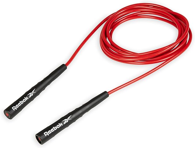 Reebok Jump Rope for Cardio Workout (Red), Adjustable 9 ft Jumping Rope with Aerodynamic Handles, Exercise Equipment for H...