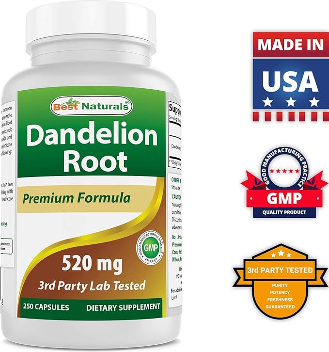 Best Naturals Dandelion Root 520 mg & Vitamin K2 (MK7) with D3