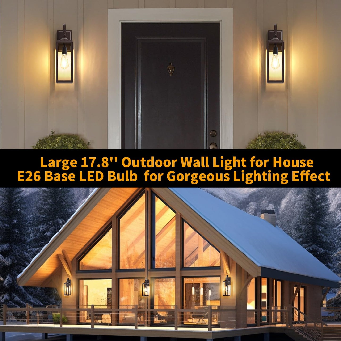 18 Large Outdoor Wall Lights 2 Packs  Modern Brown Exterior Lighting Fixtures  Waterproof Outdoor Sconces Porch Light For House Wall Mount  Farmhouse Wall Lanterns For Front Door  Garage