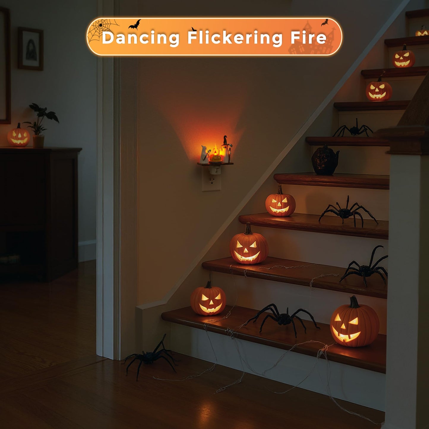 L Lohas Led Halloween Night Light Ghost Campfire Nightlight Campfire Flickering Night Lights Plug Into Wall Halloween Decorations For Party mature-themeds Kids Gift