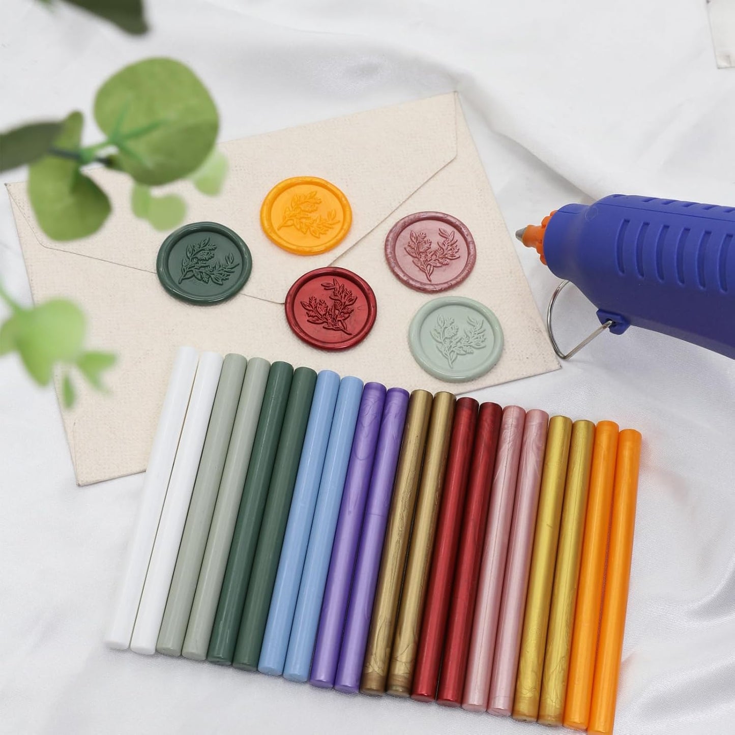 52pcs Olive Green Wax Sealing Sticks, Andotopee Glue Gun Wax Seal Sticks for Wax Seal Stamp, Premium Sealing Wax for Envelope Seal Wedding Invitation Craft Adhesive, Great Gift Ideas (Mini Size)