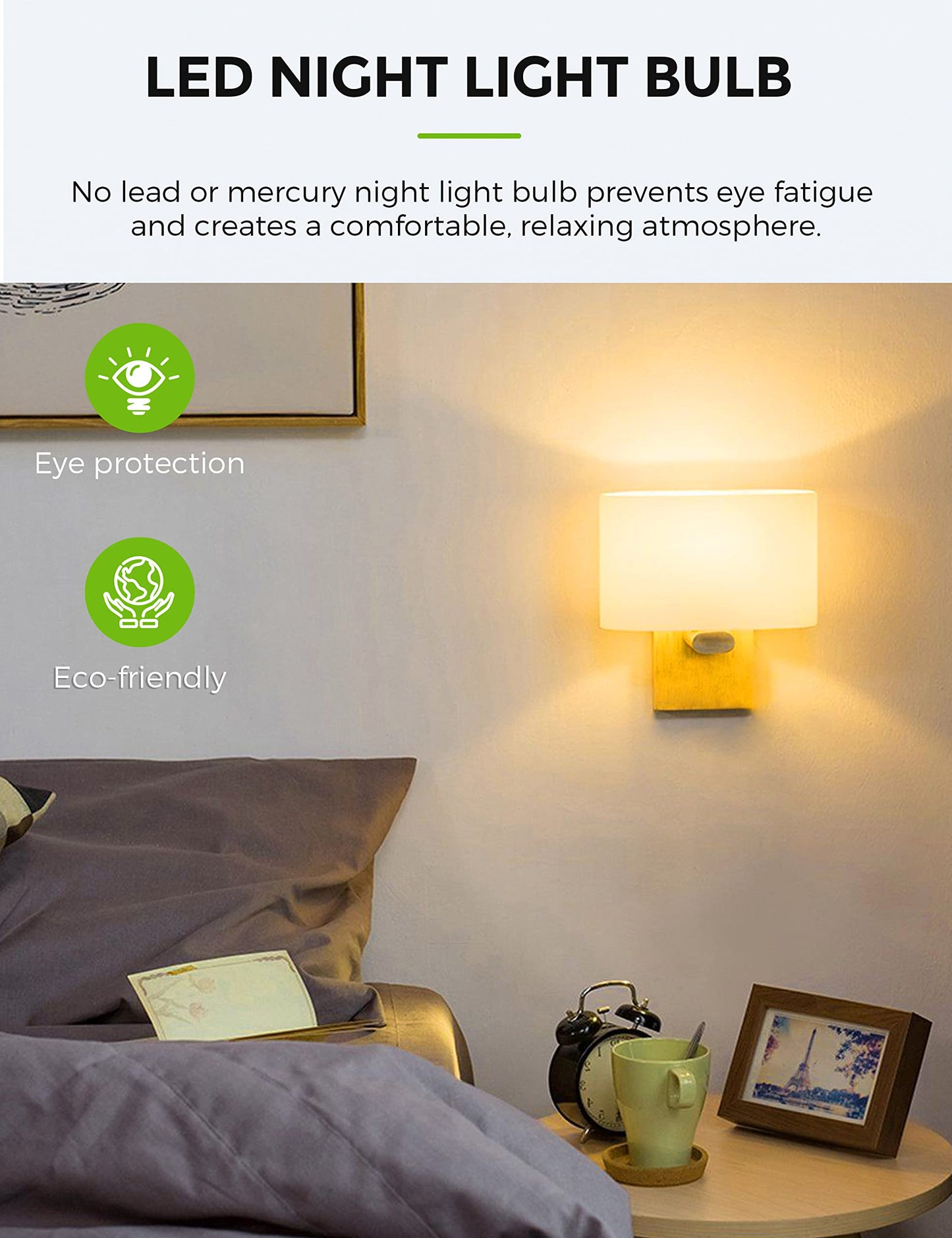 L Lohas Led C7 Night Light Bulb, 15W Equivalent, Soft White 3000K, Mini E12 Base, 6 Pack