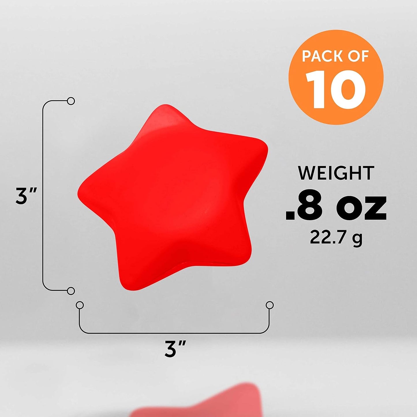 DISCOUNT PROMOS Star Squeeze Balls Set of 10, Bulk Pack - Anxiety Stress Relief, Perfect for Your Desk, Office or Home - Red