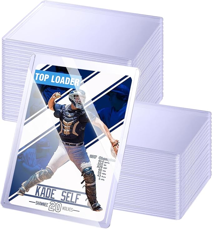 32ct Topload for Cards, JIQEZNL 35pt Hard Card Sleeves, 3" x 4" Card Sleeves Hard Plastic, Card Sleeve for Trading Cards, ...