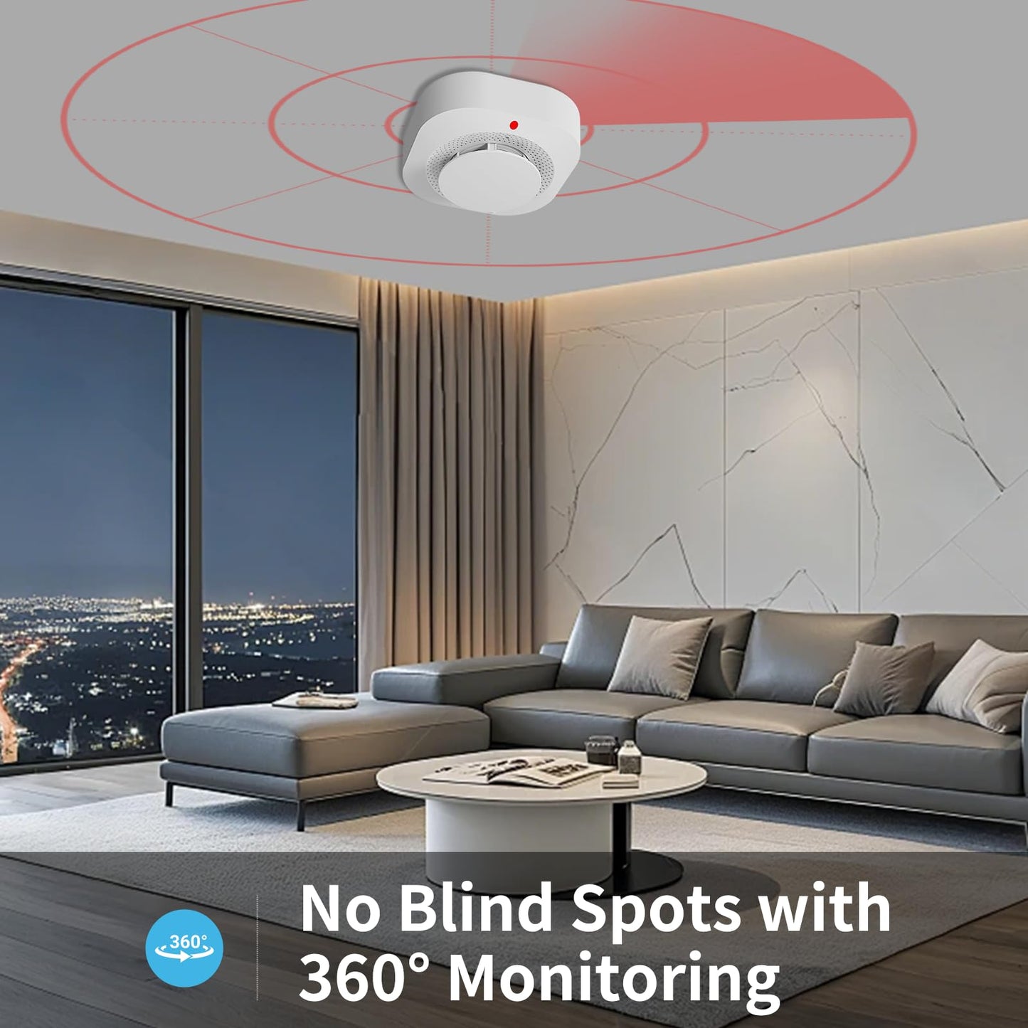 WARROXIDE WiFi Smoke Detectors for Home,Photoelectric Wireless Fire Alarms Replaceable Battery Powered,Portable Smoke Alarm with Test/Mute Button,Attic Smoke Detector,2 PCS(Battery Not Included)