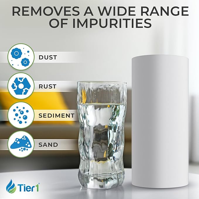 Tier1 1 Micron 10 Inch x 4.5 Inch | Spun Wound Polypropylene Whole House Sediment Water Filter Replacement Cartridge | Compatible with Pentek DGD-2501, 155359-43, SDC-45-1001, Home Water Filter