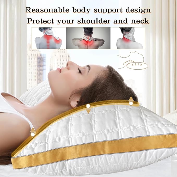 Pillows Standard Size Set of 2, Hotel Quality Bed Pillows for Sleeping, Standard Pillows Set of 2 Support & Comfortable, Down Alternative Standard Pillows 2 Pack for Back, Stomach or Side Sleepers