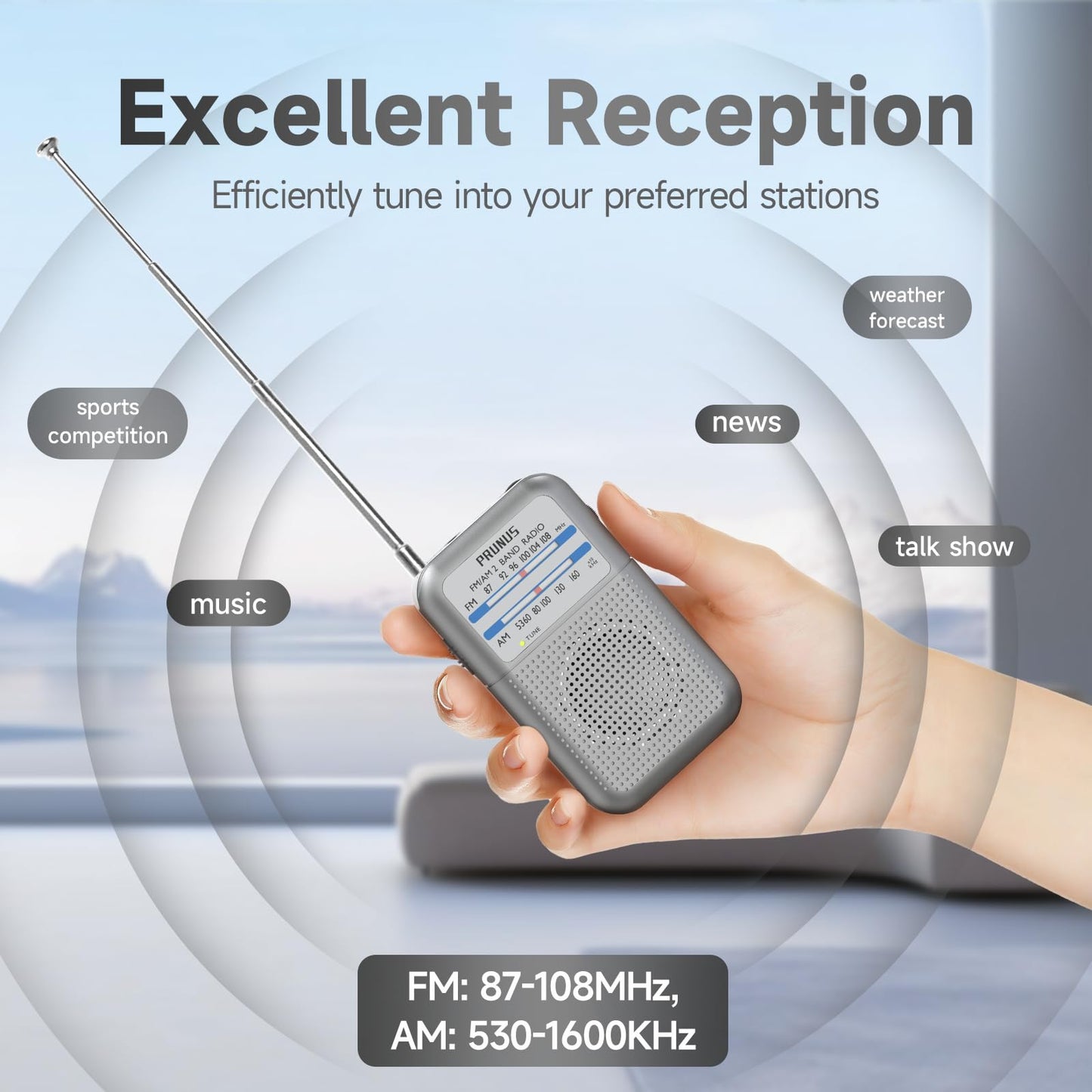 Pocket Battery Am Fm Radio Portable, Mini Transistor Radio With Excellent Reception, Tuning Knob With Signal Indicator, Aaa Batt