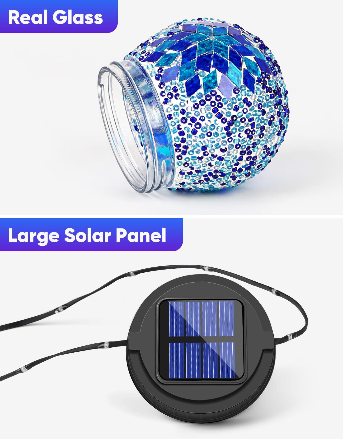 Mosaic Solar Lights Outdoor 6 Pack  Solar Hanging Lanterns Christmas Halloween Gifts For Women Mom Grandma  Waterproof Glass Globe Lights  Garden Patio Decor For Yard  Tree  Balcony  Cold