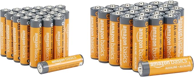 Amazon Basics AA & AAA High-Performance Alkaline Batteries Value Pack - 24 Double AA Batteries and 24 Triple AAA Batteries...