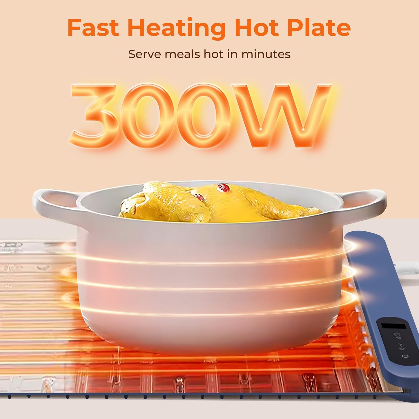 Compact Warming mat for Food, Touchscreen with 6-Temp & Timer Control, Foldable Food Warmer Mat for Coffee Tables, Breakfast Bars & Small Gatherings | Ideal Kitchen Gift (Graphene Heating, Blue)
