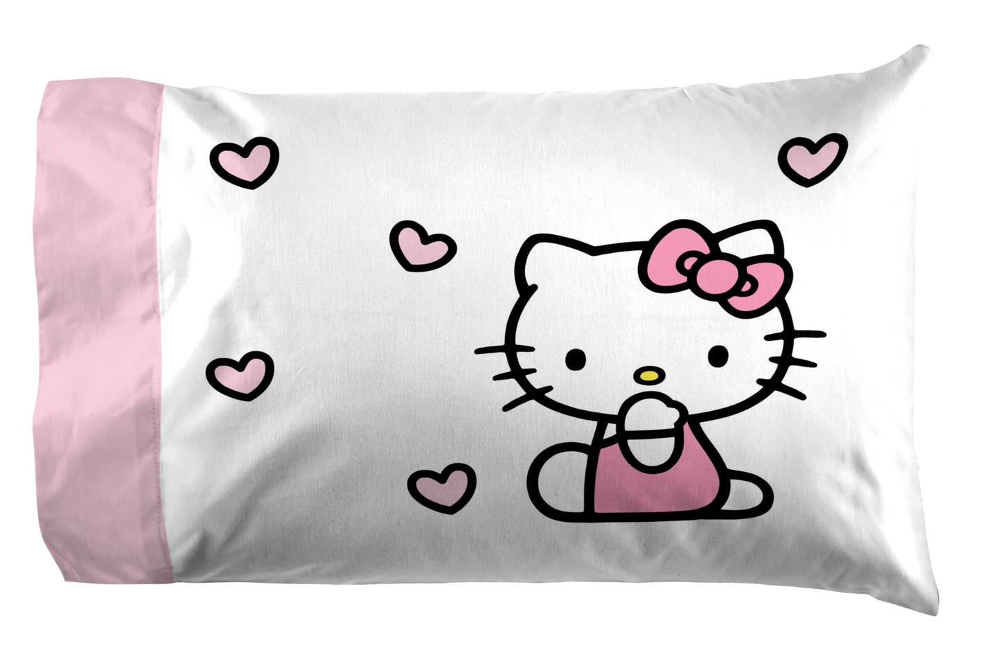 Jay Franco Sheet Set with Fitted, Flat Sheets & Pillow Cover - Ultra-Soft Bedding with Pillowcase for Room Decor, Multi - Hello Kitty, 4 Piece Full