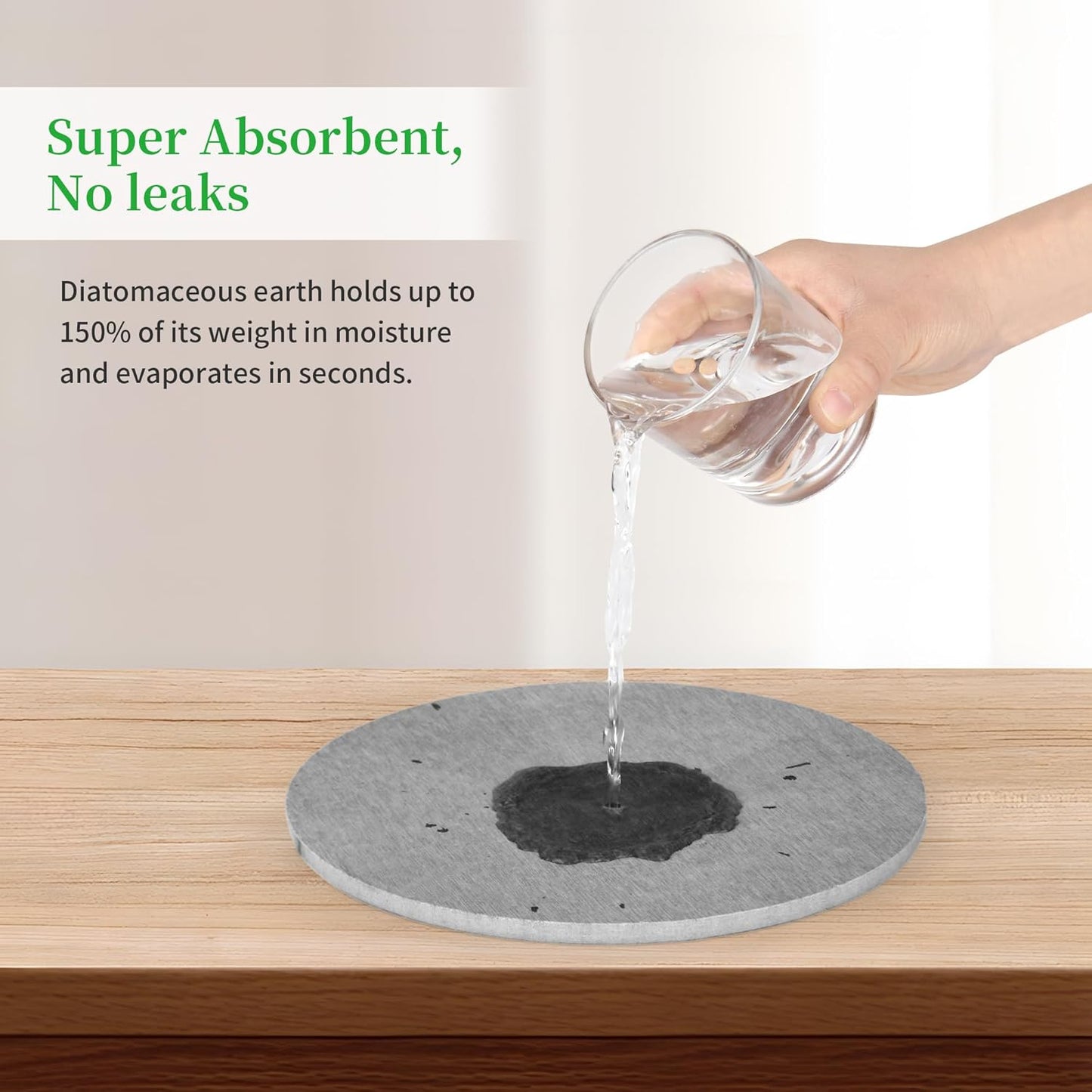 2 PCS Plant Saucer Flower Pot Saucers, Absorbent and Quick-Drying Plant Coasters, Diatomaceous Earth Round Plant Drip Trays for Keeping Counter and Floors Dry and Clean, Gray (10-inch)