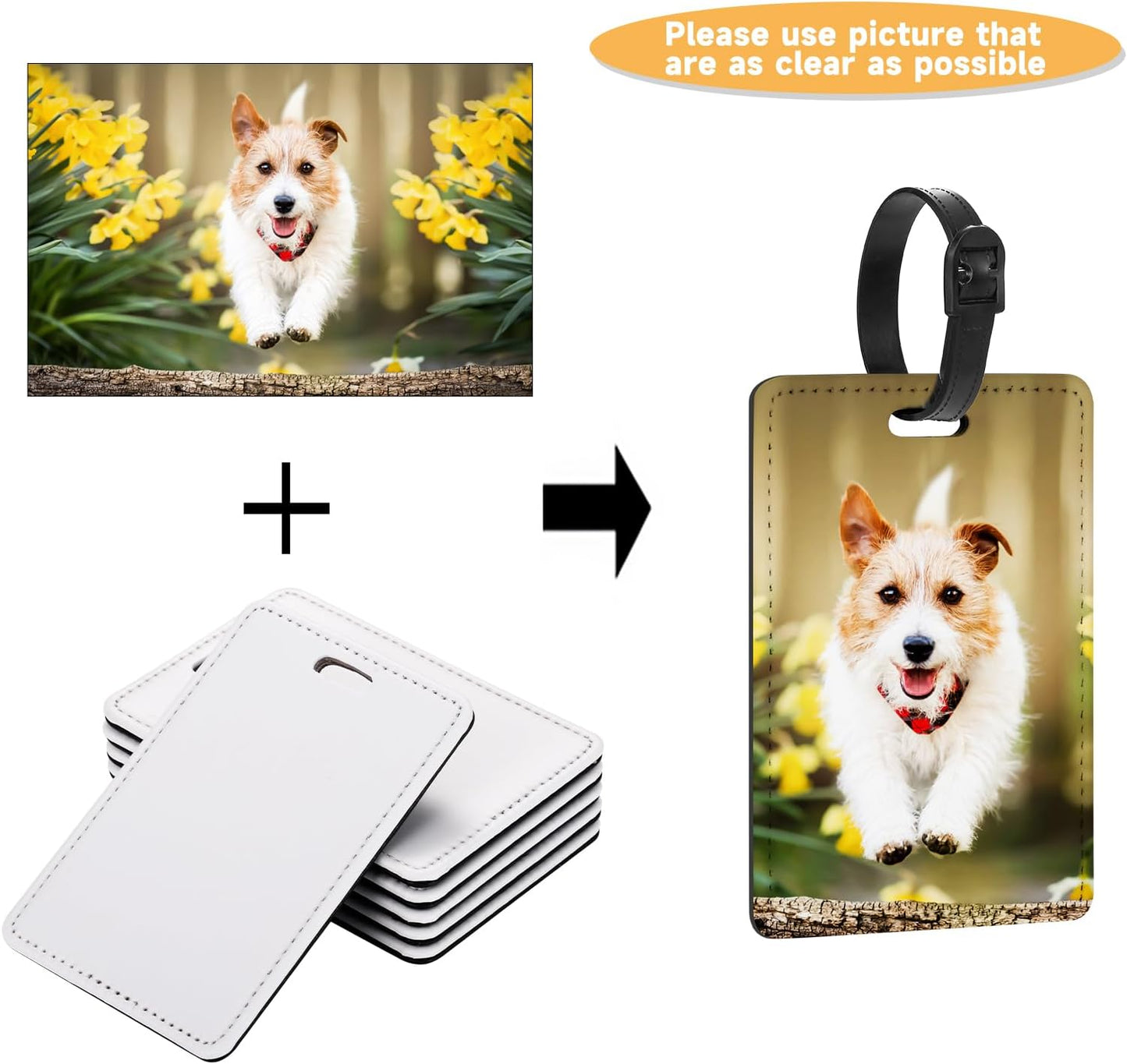 Personalized Leather Luggage Tags for Suitcase, Custom Golf Bag Tag Travel Labels Name Identifiers with Strap for Women Men Customized Your Own Text Photo Logo