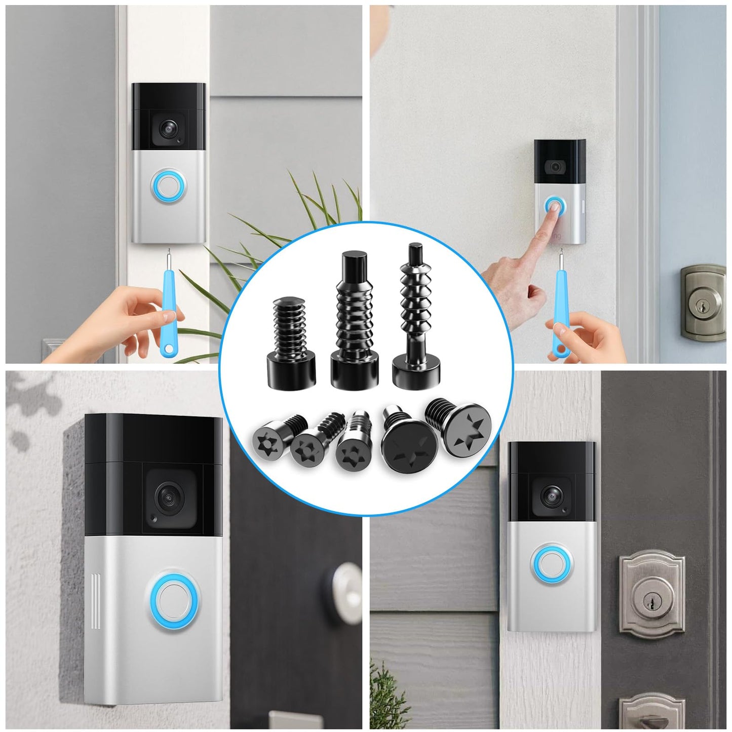 R/ing Doorbell Screwdriver Kit, Double-Ended Torx T6/T15 with Phillips and Slotted Screwdriver & No Soliciting Signs, Doorbell Security Screws for Video Doorbells Replacement Password Reset(Blue)