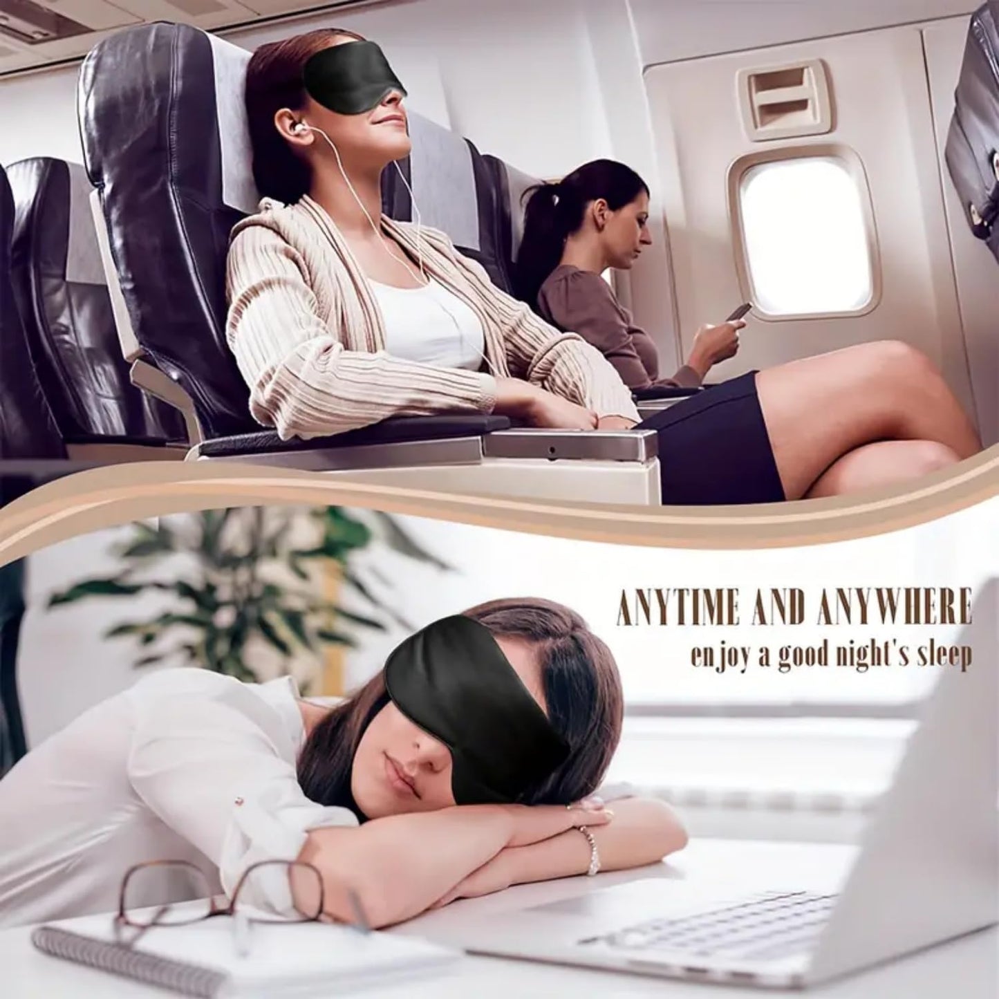 FSA 100% 6A Mulberry Silk Eye Sleep Mask for Side Sleepers, Blackout Eye Mask for Sleep, Reduces Migraines & Puffy Eyes, Travel Office Airplane Use, Ideal Gift for Women & Men