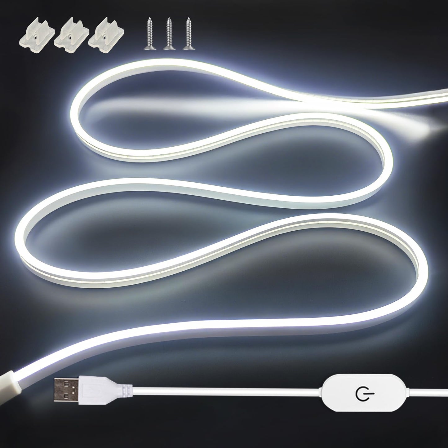 Zslaifu Usb Led Light Strip  3.28Ft 5V White Led Strip Lights  Dimmable Mirror Led Lights Strip  Usb Light For Bedroom  Cabinet  Kitchen  Diy Lighting (Power Adapter Not Included)