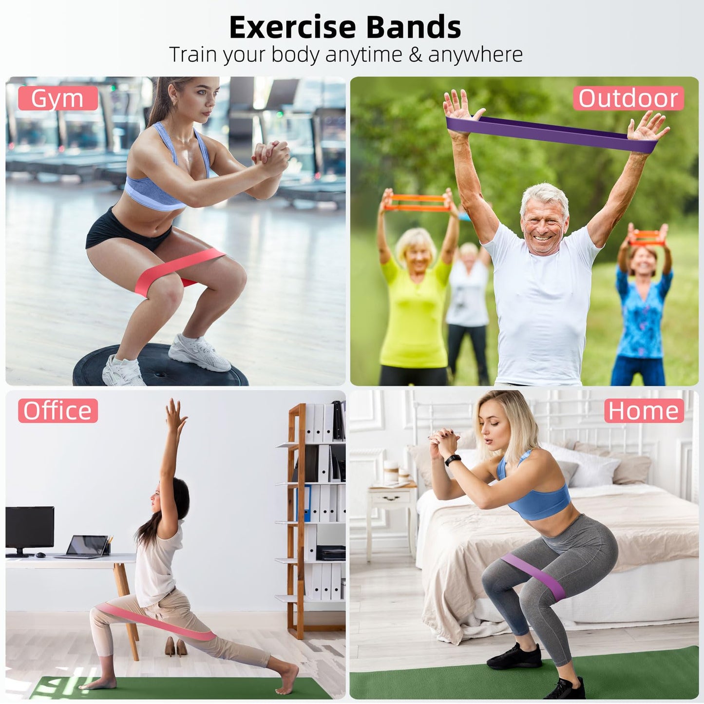 Resistance Bands for Working Out, Elastic Exercice Loop Bands for Physical Therapy, Yoga Starter Set of Stretch Bands for Booty Legs, Pilates Flexbands