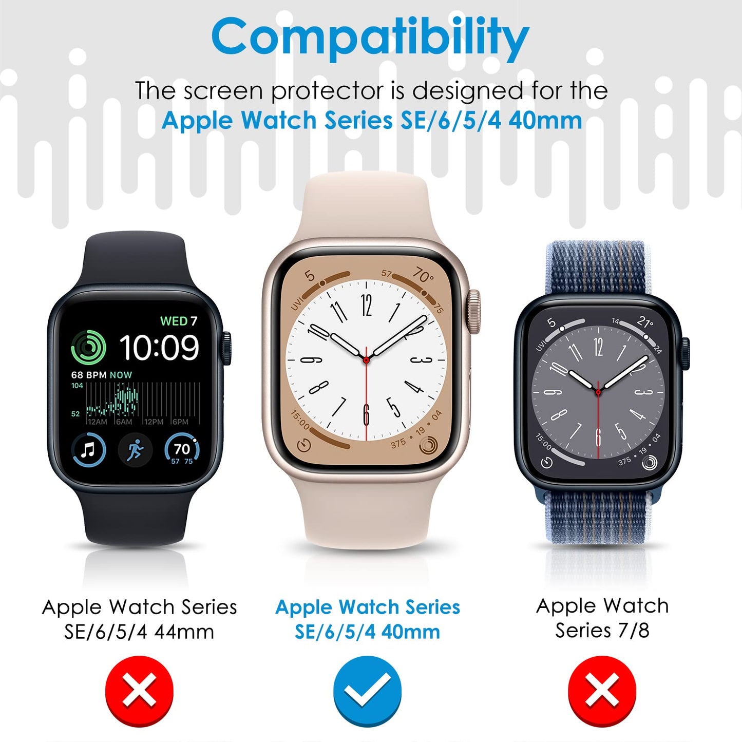 UniqueMe 6 Pack for Apple Watch Screen Protector 40mm, Apple Watch SE 3/SE 2/SE Series 6/5/4 Screen Protector [Upgrade Flexible Film] Anti-Scratch [Non-Bubbles] Soft HD TPU Clear Film for iWatch 40mm