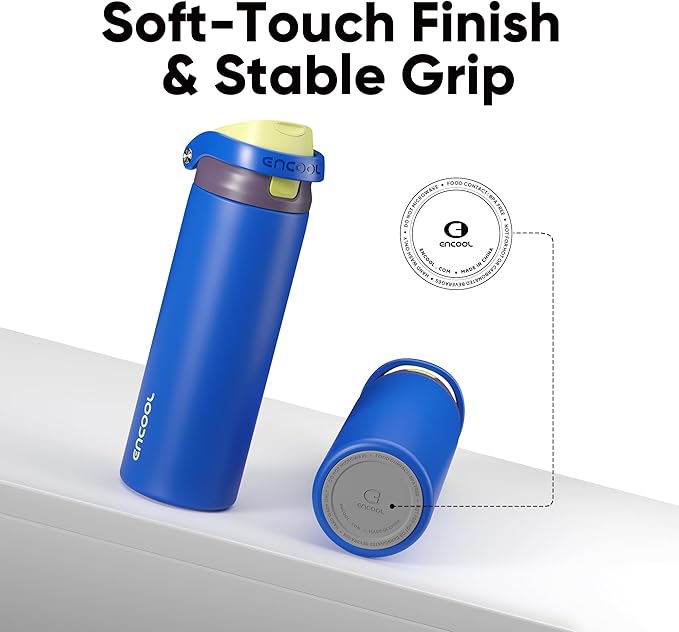 ENCOOL Leakproof Insulated Water Bottle with Straw Dual-Sip Water Bottle Bag-Safe Design for Work, Commute & Gym – Keeps Drinks Cold All Day, 32 oz, Electric Blue