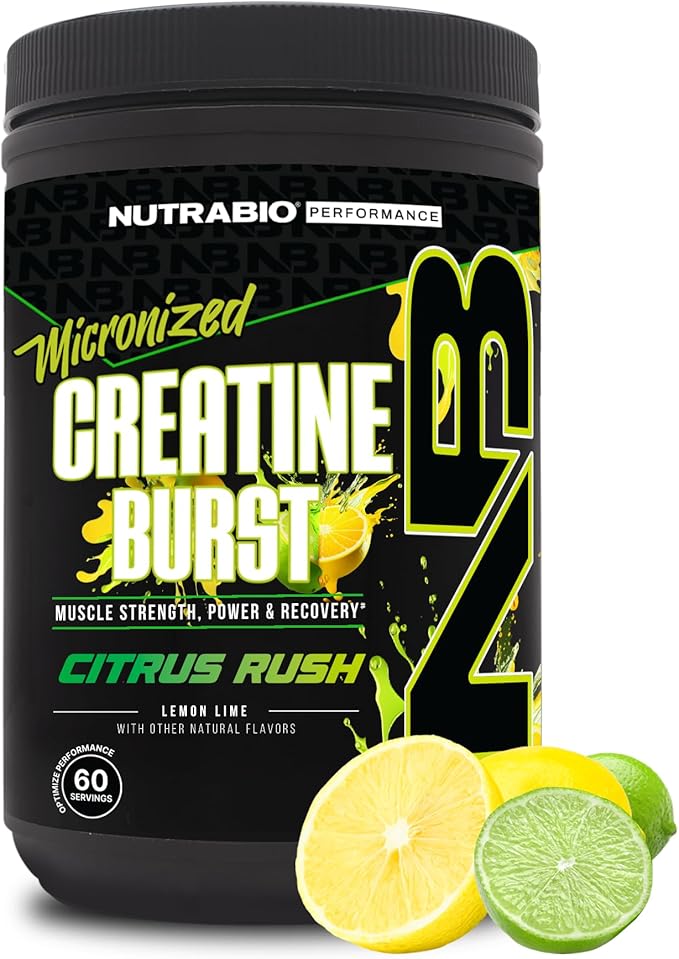 NutraBio Pure Micronized Creatine Monohydrate Powder Supplement, Citrus Rush, (300 g) - Supports Bulk Muscle Energy, Recovery, and Strength - HPLC Tested Creatine Powder Supplement for Men and Women