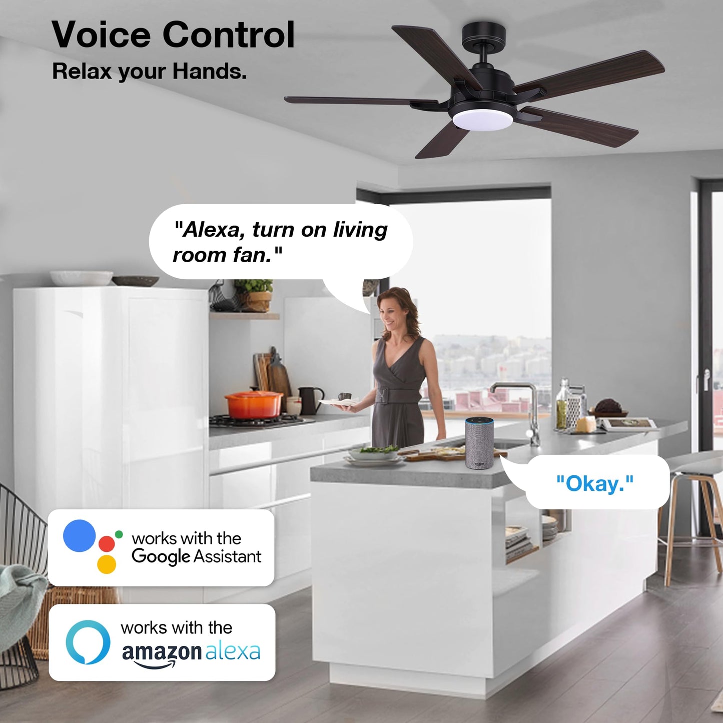 Cumilo 52    Smart Ceiling Fanswith Lights Remote Control,Quiet Dc Motor,Outdoor Indoor Modern Farmhouse Ceiling Fan Work With A