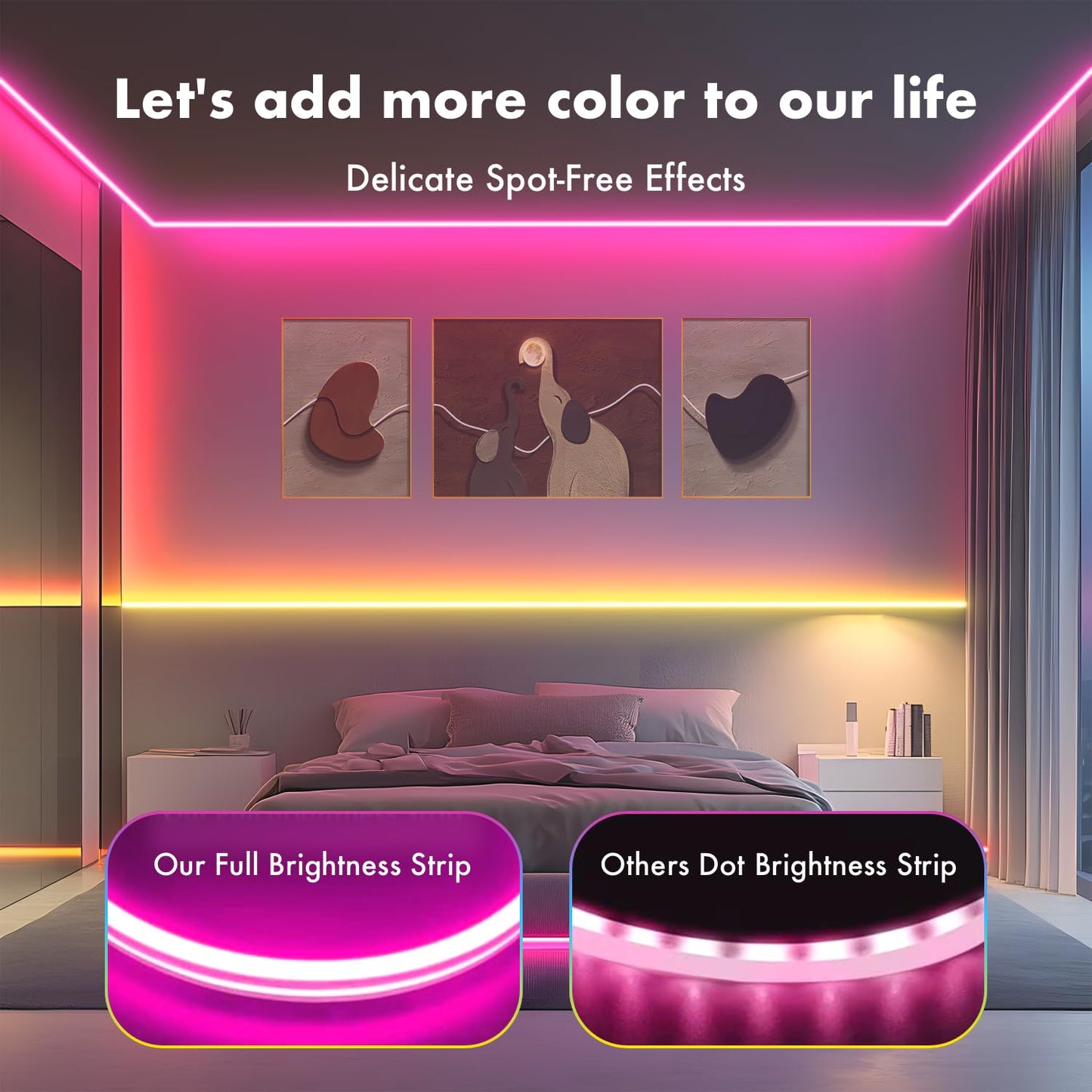 TFZBA LED Strip Lights, RGB Neon Rope Lights, 49FT, IP67 Waterproof, Remote Control, Music Sync, Color Changing, White