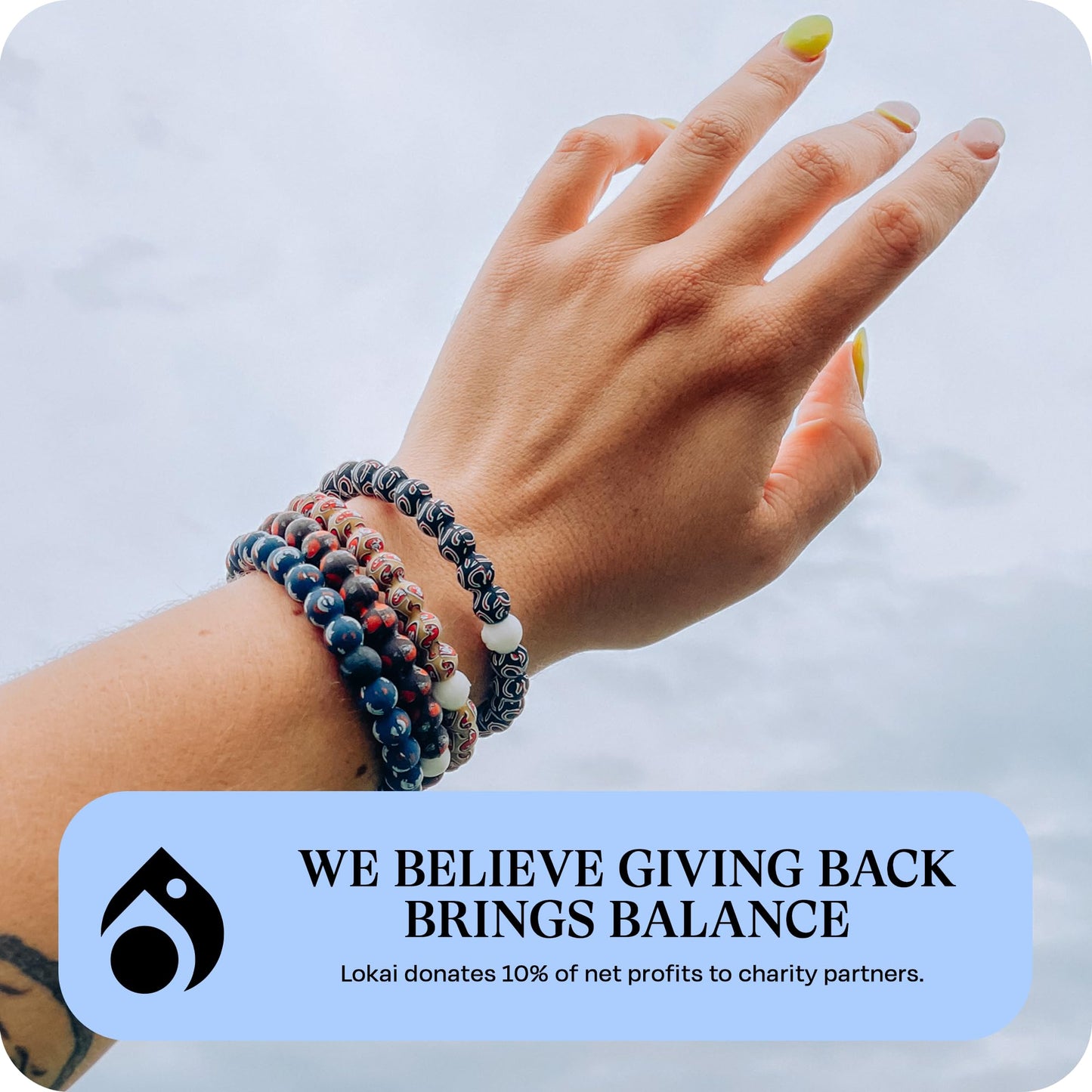 Lokai Silicone Beaded Bracelet for Men & Women, NFL Football Collection - New England Patriots, Blue Logo, Large - Silicone Jewe