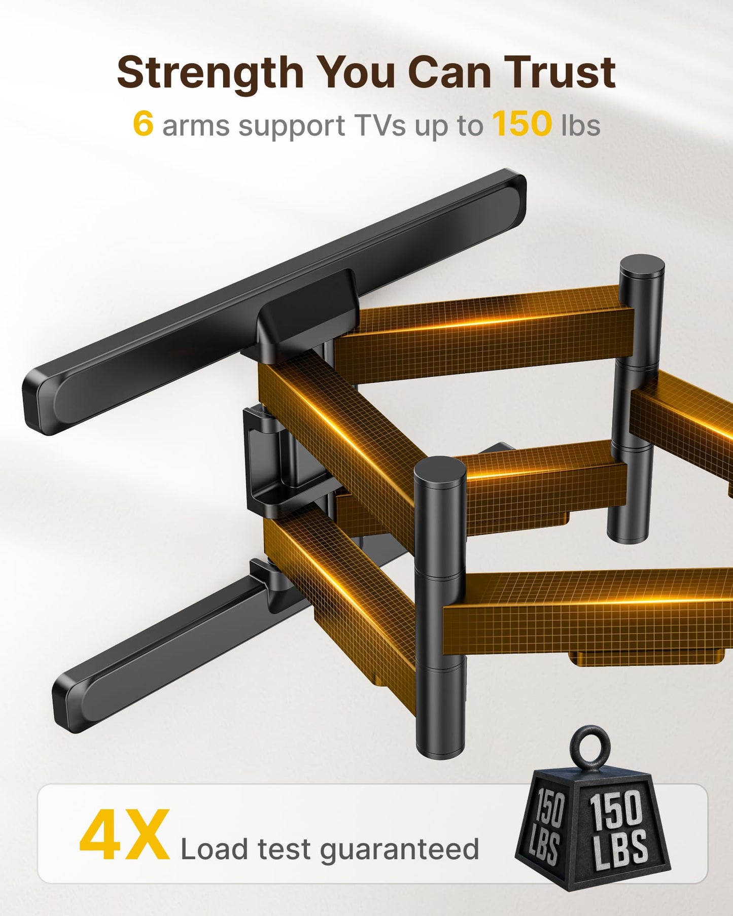monTEK Full Motion TV Wall Mount for 43"–95" TVs, Pre-Assembled & up to150lbs, Heavy Duty TV Mount Bracket with Tool-Free Tilt/Swivel/Extension, Max VESA 800x400, Fits 16"/18" Studs