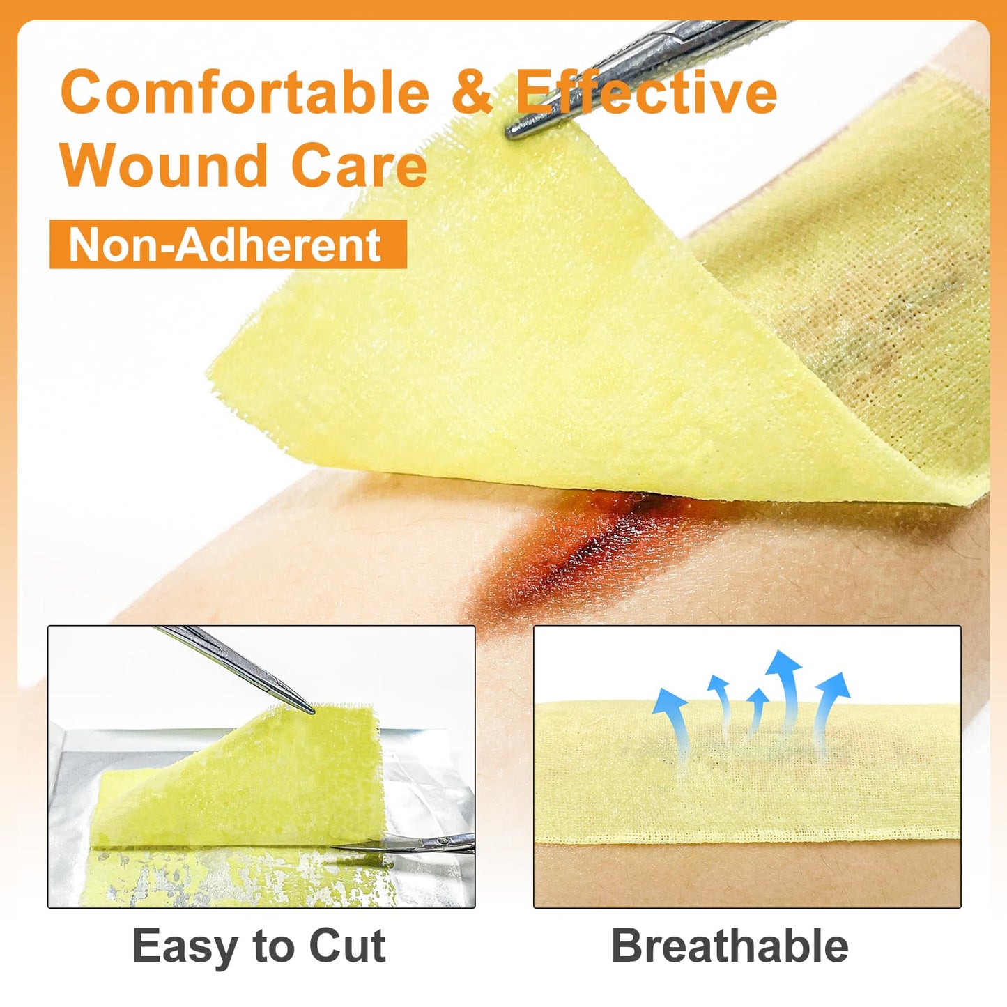 Carbou 4"x4" Medical Xeroform Petrolatum Dressing, Non-Adherent Gauze Pads, Soft Fine Mesh Gauze Patch for Wound Care, Burns, Lacerations, Skin Grafts & Surgical Incisions, 25 Individual Pack