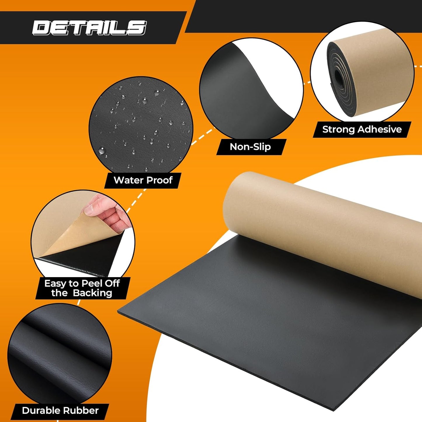NATGAI Sponge Neoprene with Adhesive Foam Rubber Sheet 1/4” Thick X 16” Wide X 78” Long, Cut to Multiple Dimensions and Lengths - DIY, Gaskets, Cosplay, Costume, Crafts