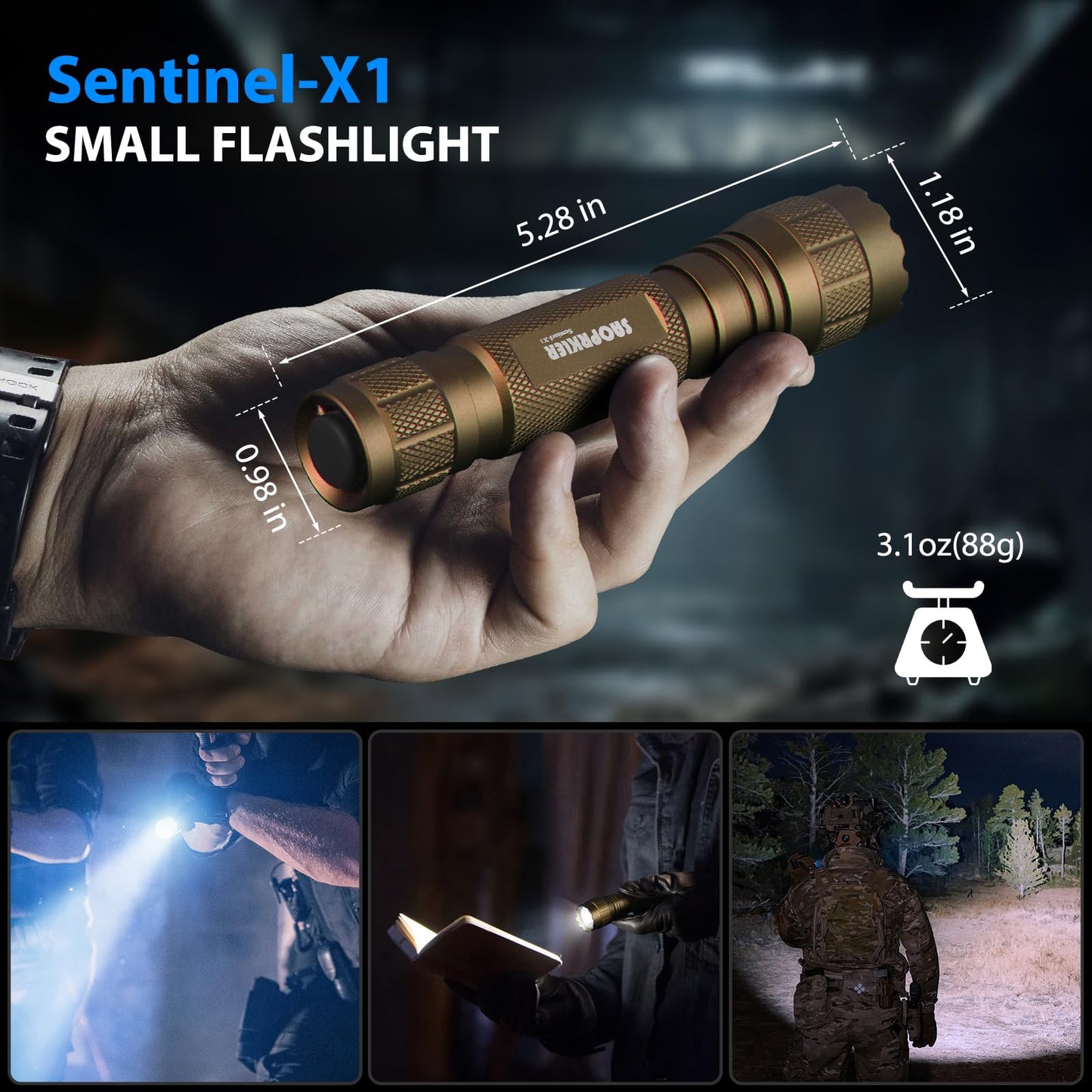 Saoprkler Tactical Flashlight 1200 High Lumen Duty Belt Flashlight For Law Enforcement  enhanced Police Flashlight With Holster For Duty Belt Led Flashlight Gifts-Sentinel-X1