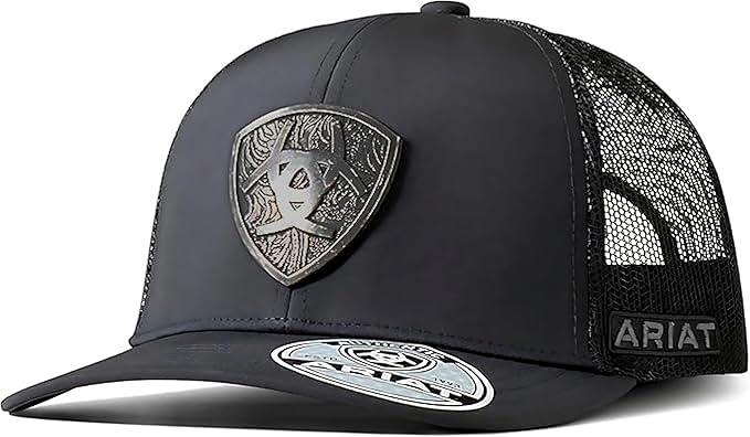 ARIAT Men's Metal Shield Trucker Cap with Snapback Closure