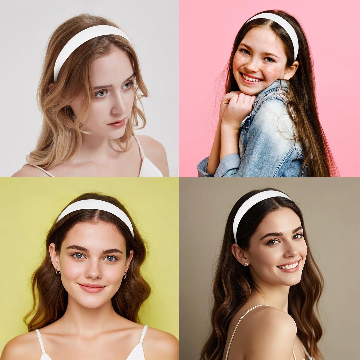 Wecoe 10pcs Headbands for Women 1 Inch Wide Suede Like Headbands White Headband Non Slip Fashion Costume Hair Accessories Women