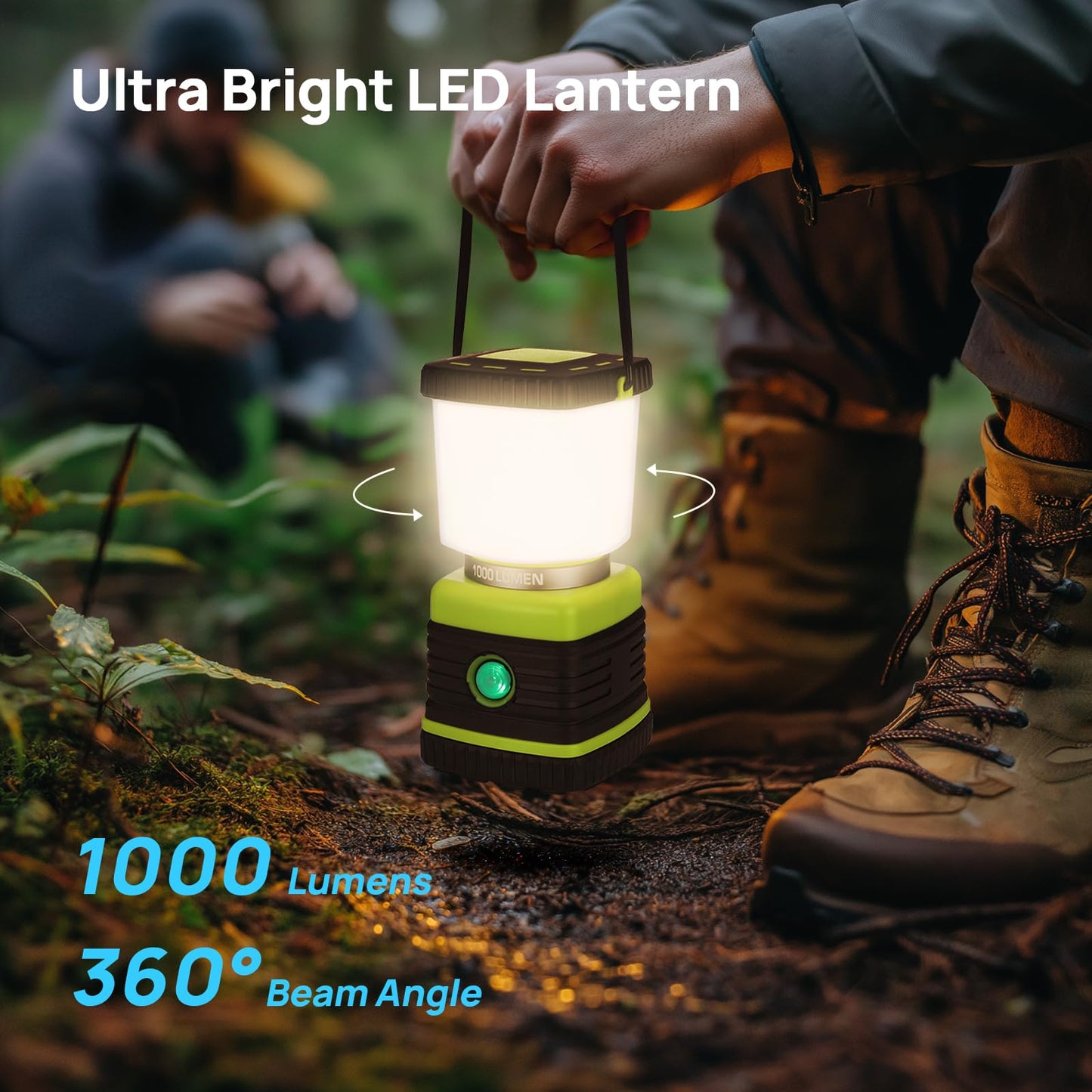Consciot LED Camping Lantern, 1000LM, 4 Light Modes, Dimmable, Rechargeable, IPX4 Waterproof, Light Green, Model AOL002-US-V1