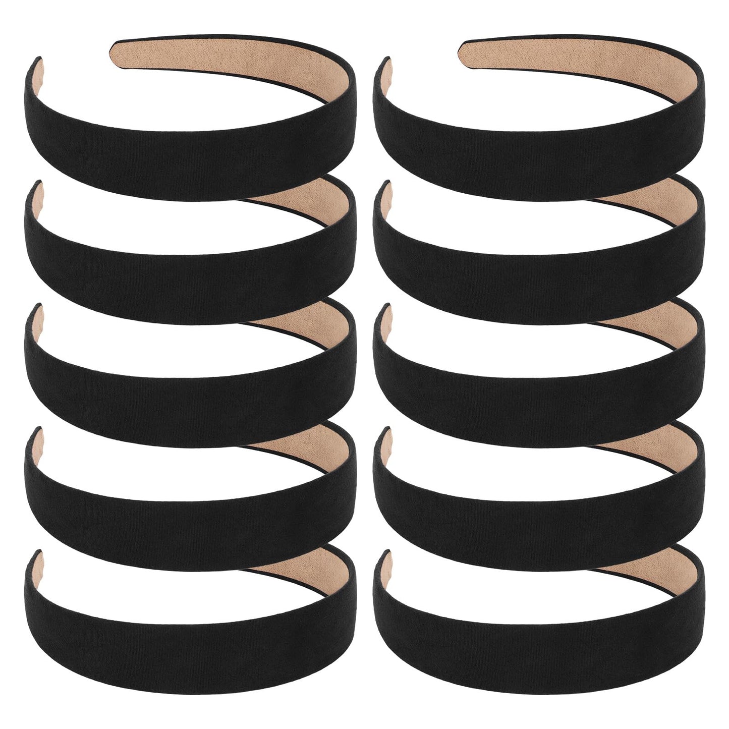 Wecoe 10pcs Headbands for Women Suede Like 1 Inch Wide Black Headband Non Slip Fashion Costume Hair Accessories Women Girls Diad