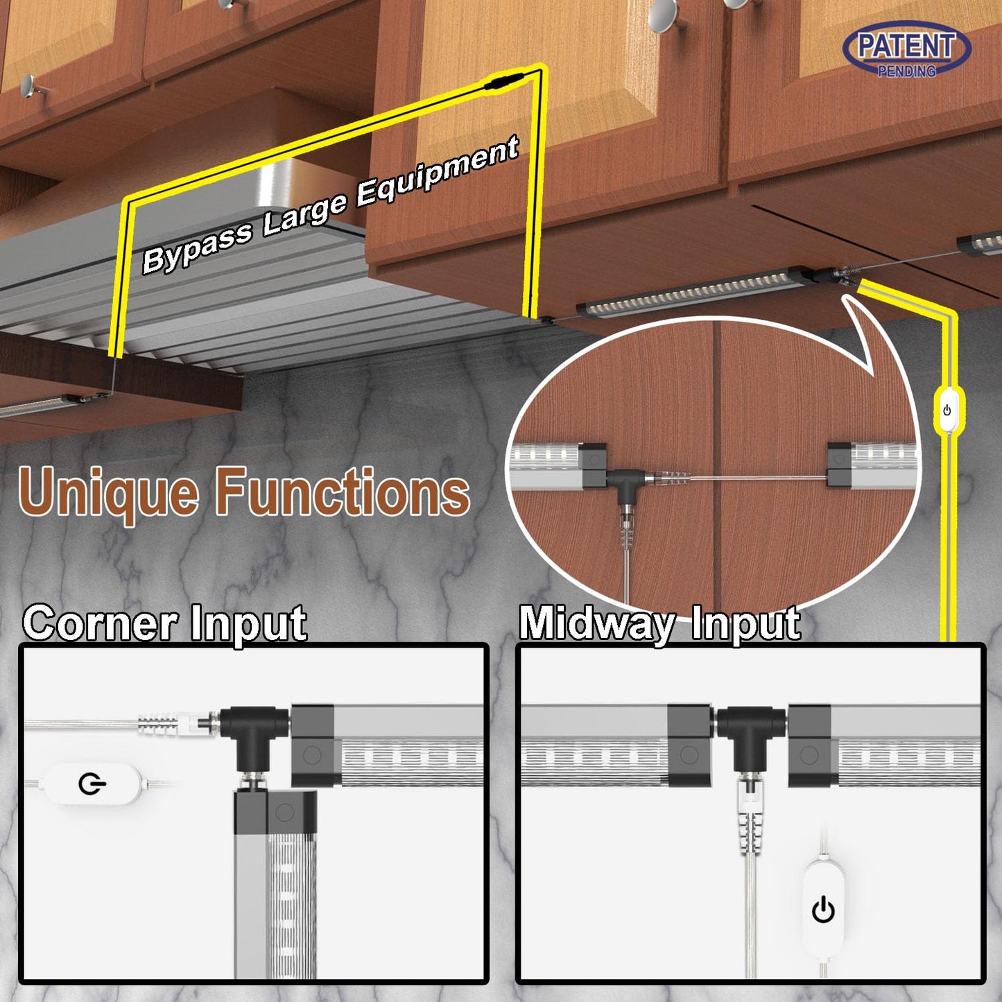 Ebd Led Under Cabinet Lighting For Kitchen Built-In Adjustable Cable & Mid Input Jack Bookshelf Plug In Light Bar 15 Pcs 6750 Lm 3000K Ultra Bright For Timer Smart Plug Alexa Google Assistant & Siri