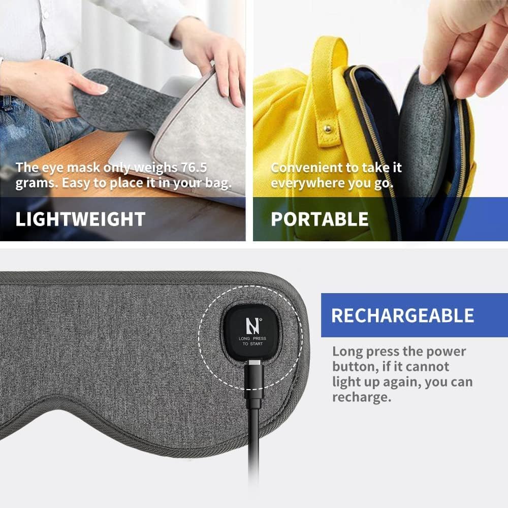 Aroma Season Heated Eye Mask Cordless, Warm Compress for Dry Eyes, Stye. Blepharitis, Chalazion, MGD, Machine Washable Perfect Light Blocking (Grey)