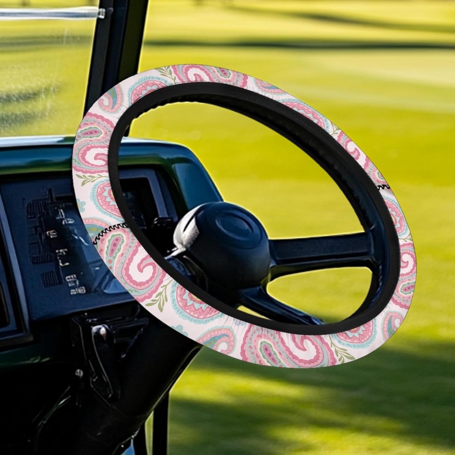 Pink Flowers Golf Cart Steering Wheel Covers Tribal Style Golf Cart Steering Wheel Cover for Club Car Steering Wheel Cover Protection