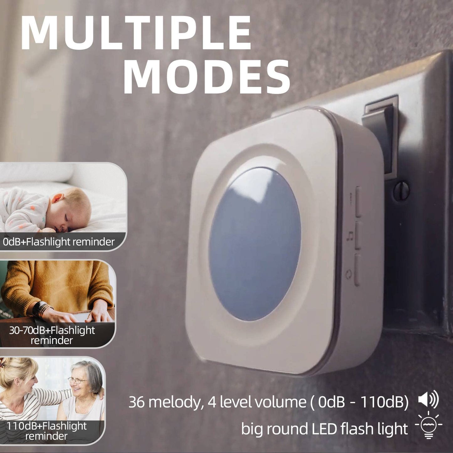 Wireless Doorbell 1200 Feet Waterproof Door Bell With 2 Buttons With Different Tones Operating At 36 Melodies 4 Volume Levels Fl
