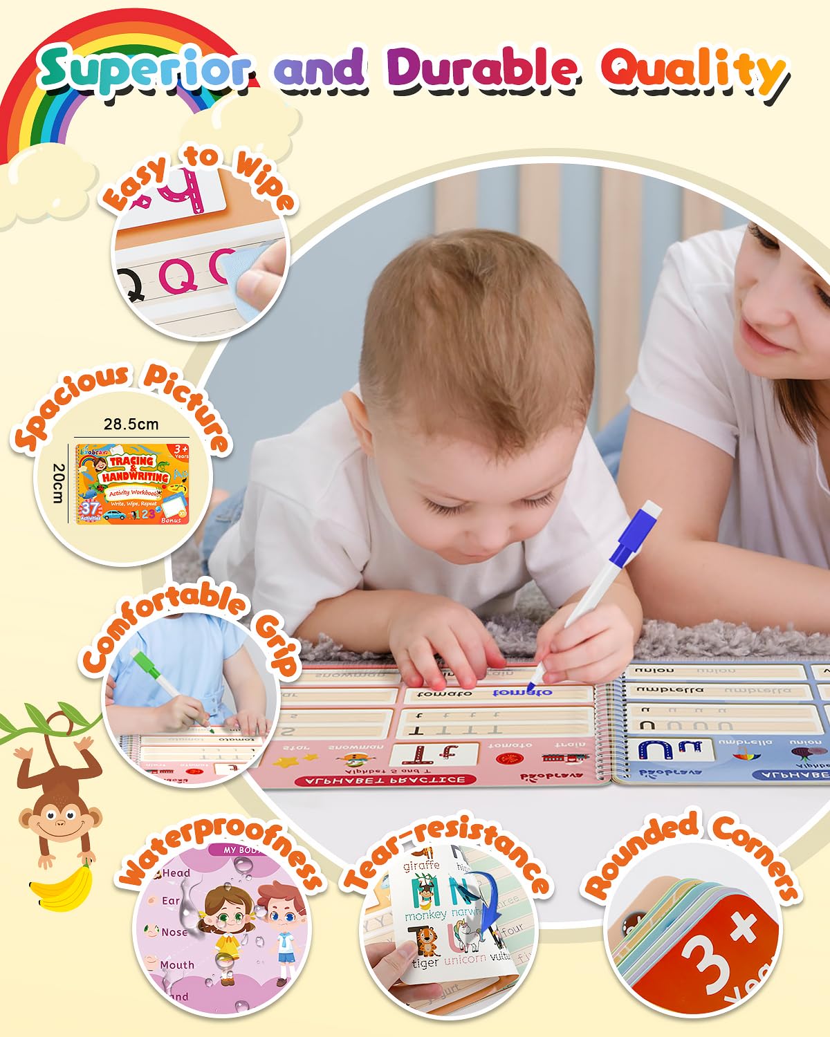 Preschool Learning Activities, 37 Themes Tracing Activity Books Ages 3-8, Toddler Handwriting Practice, Letter Tracing for Kids Preschool Kindergarten Workbooks, Christmas Birthday Gifts