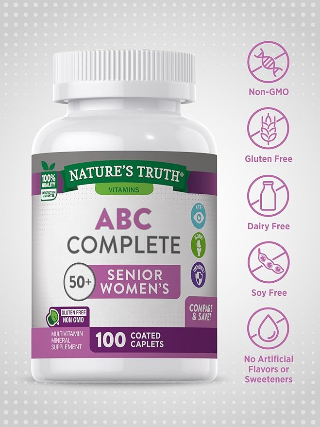 Nature's Truth Women's 50+ Multivitamin Caplets | 100 Count | with Vitamin A, C, D, E and Zinc | Non-GMO & Gluten Free Supplement
