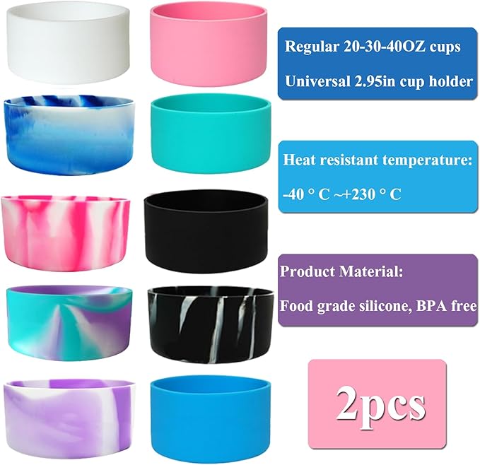 Silicone Boot,Silicone Boot Sleeves for 40/30 oz Tumblers, Insulated Bottle Sleeves for Adventure and IceFlow Flip Tumblers, Anti-Slip Sleeve for Water Bottles（pink）