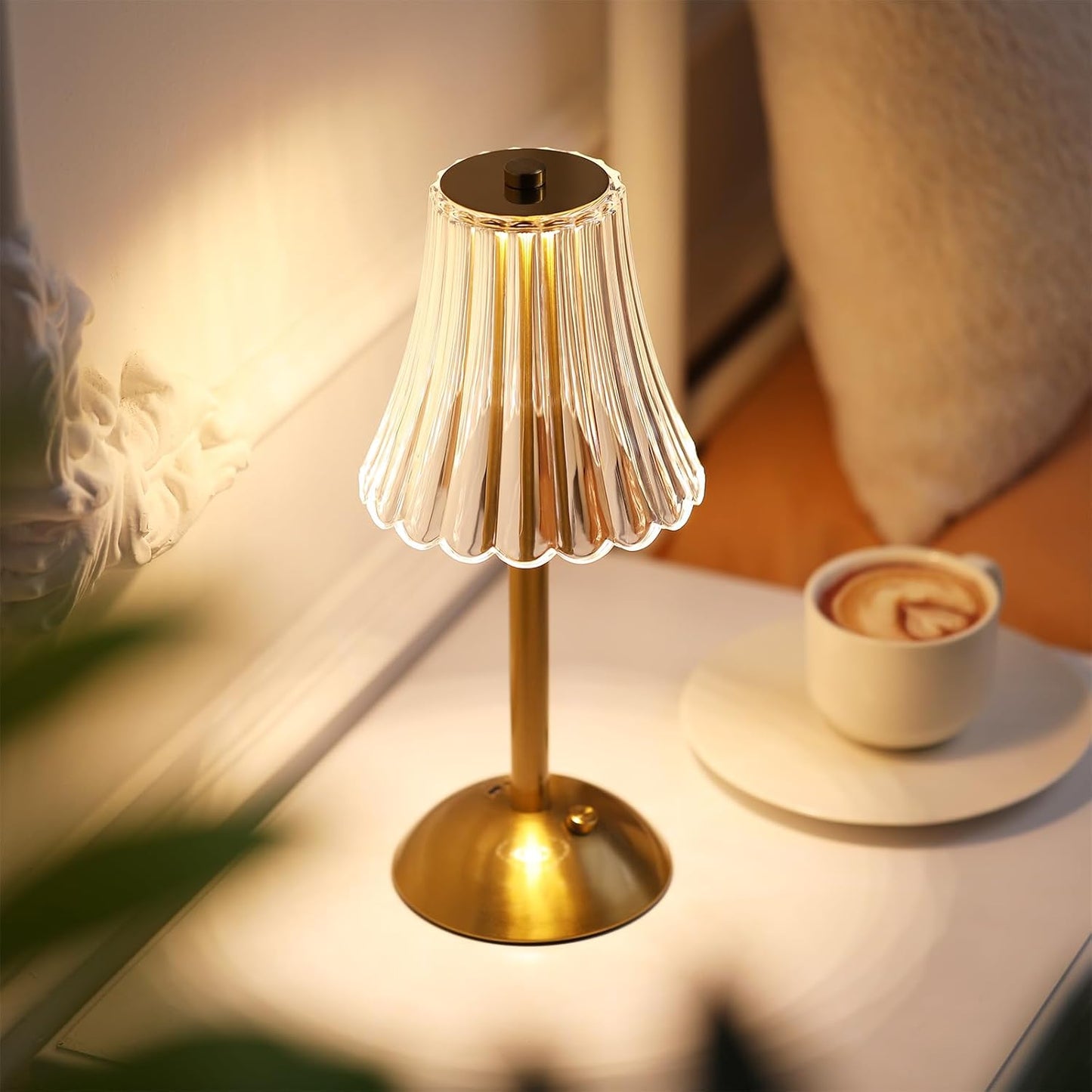 Liliful 8 Pcs LED Portable Cordless Table Lamp Touch Battery Operated Rechargeable Desk Lamp 3 Color Dimmable for Bedroom Living Room Dining (Rose Style,Gold)
